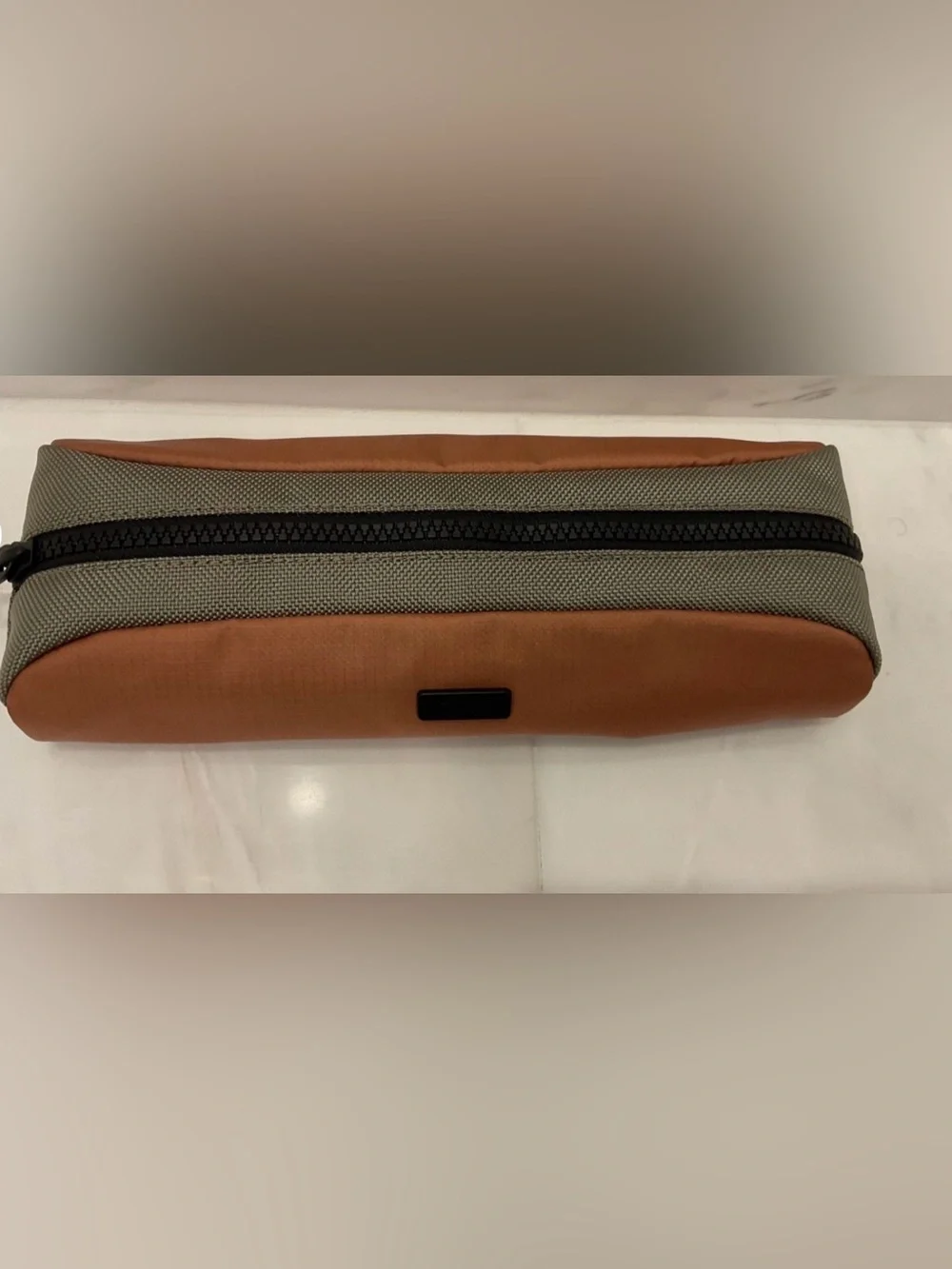 NEW TUMI Ballistic Nylon Zippered Pencil Case Cord Pouch - CIDER ORANGE w/ SAND